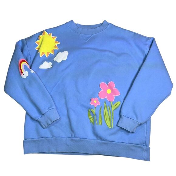 Yllow Yellow The Label Sweater XL Blue Long Sleeve Crewneck Sweatshirt - Picture 1 of 9